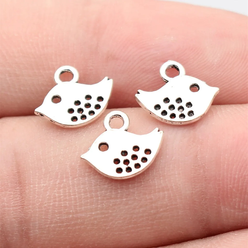 11x9.8x1mm 0.34g Multicolor Zinc Alloy Bird Charm Pendant for DIY Bracelet Necklace Jewelry Making