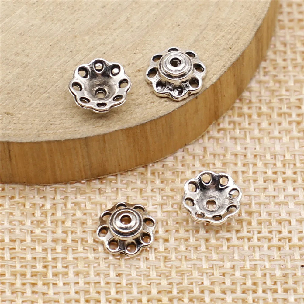 8x8mm 0.3g Antique Silver Zinc Alloy Flower Bead Caps for DIY Bracelet Necklace Jewelry Making