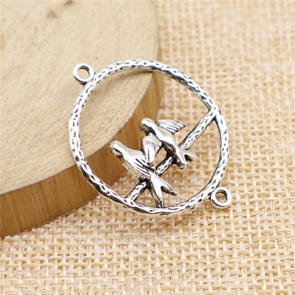 33x27mm 1.9g Multicolor Zinc Alloy Paired Birds Connector Charm for DIY Necklace Bracelet Making
