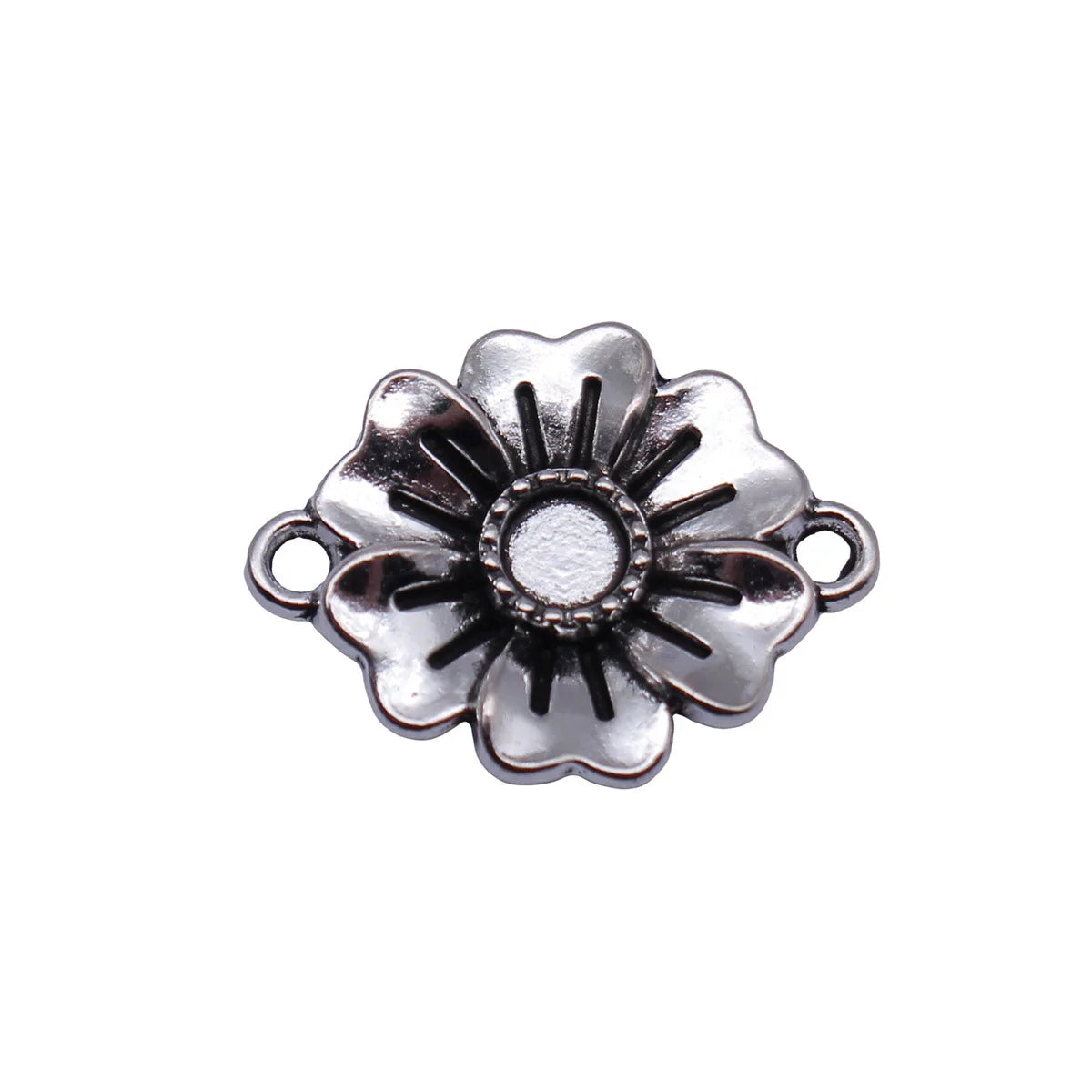 21x17mm 1.7g Antique Silver Zinc Alloy Flower Connector Charm Jewelry Findings for DIY Bracelet Making