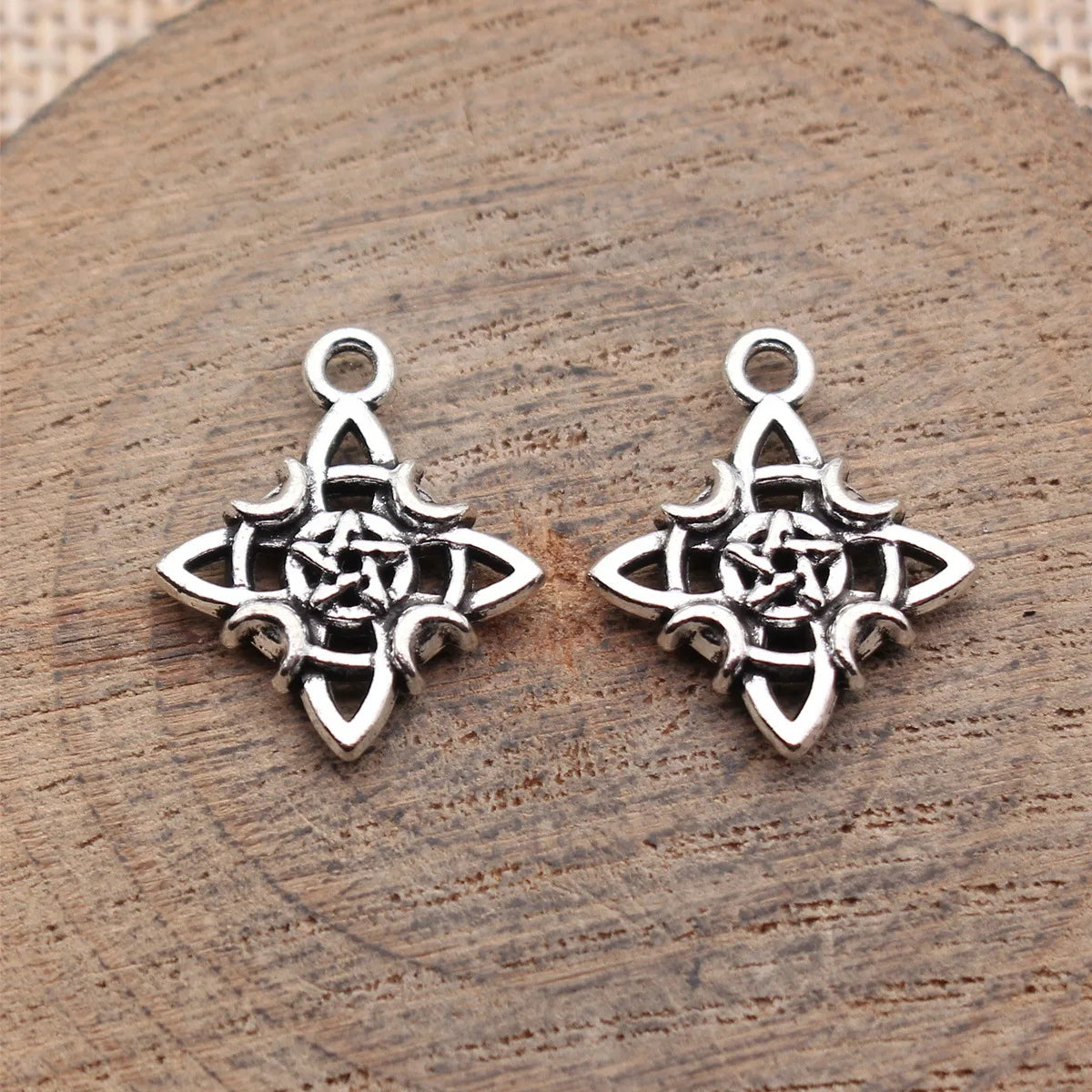 19x16mm 1.2g Antique Silver Zinc Alloy Moon Five Point Star Charm Pendant for DIY Celestial Jewelry