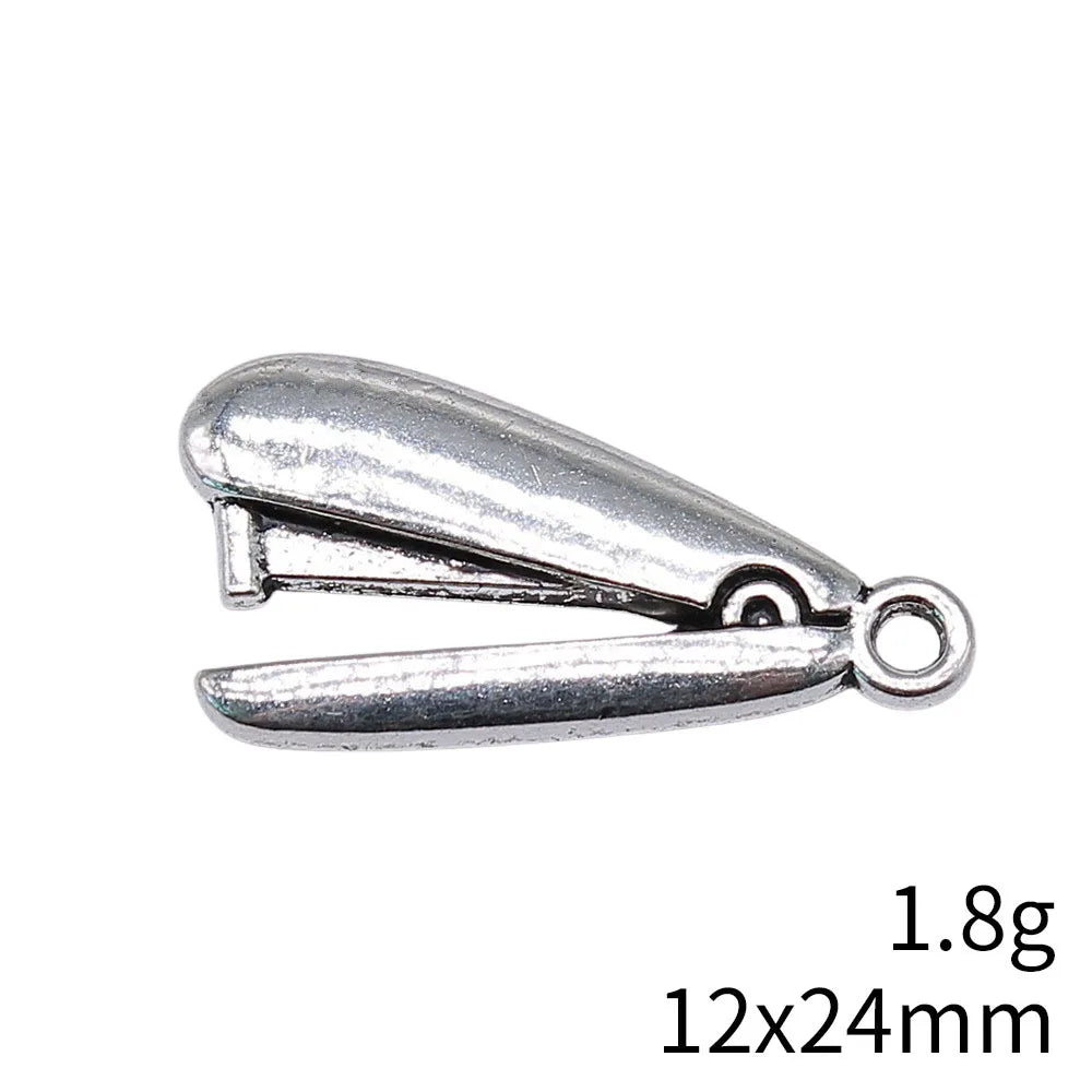 12x24mm 1.8g Antique Silver Zinc Alloy Stapler Charm Pendant for DIY Necklace Bracelet Making