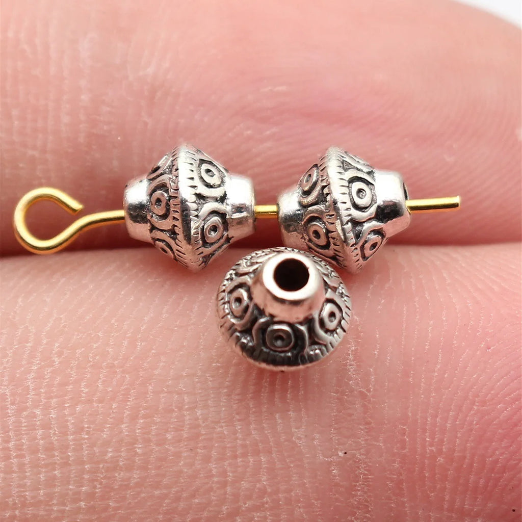 6.6x6.6x6.5mm 0.56g Multicolor Zinc Alloy Engraved Round spacer beads for DIY bracelet jewelry making