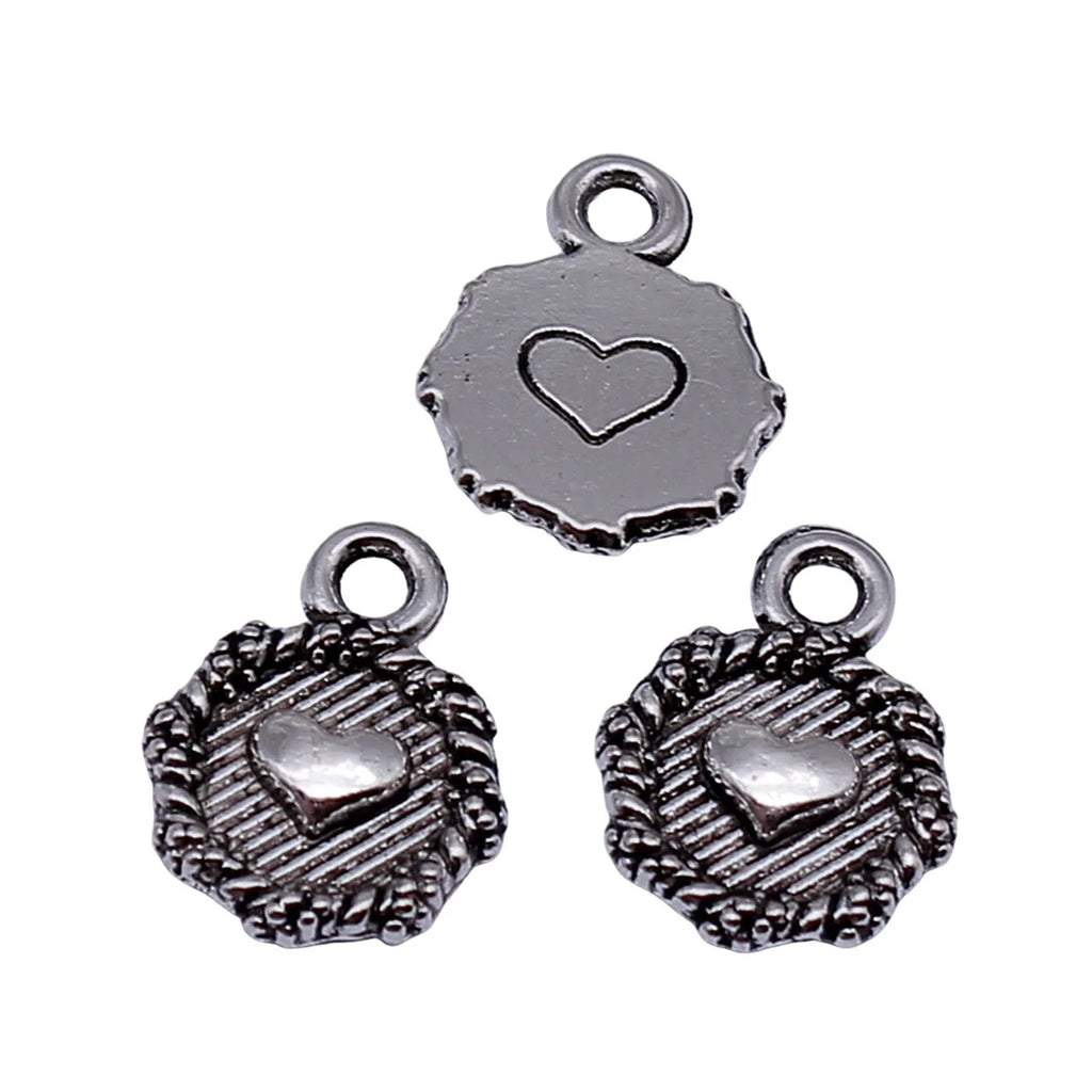 13x10mm 0.57g Antique Silver Zinc Alloy Heart Tag Charm Pendant for DIY Bracelet Jewelry Making