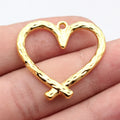 34x33mm 3.2g Bright Gold Zinc Alloy Vine Texture Heart Charm Pendant for Necklace Bracelet DIY Jewelry