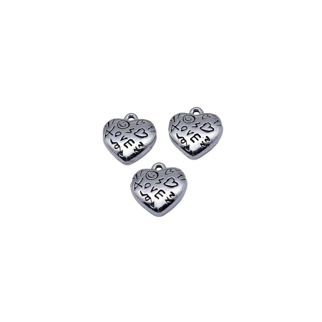 13x12x4.7mm 2.4g Antique Silver Zinc Alloy LOVE Heart Charm Pendant for DIY Necklace Bracelet Making