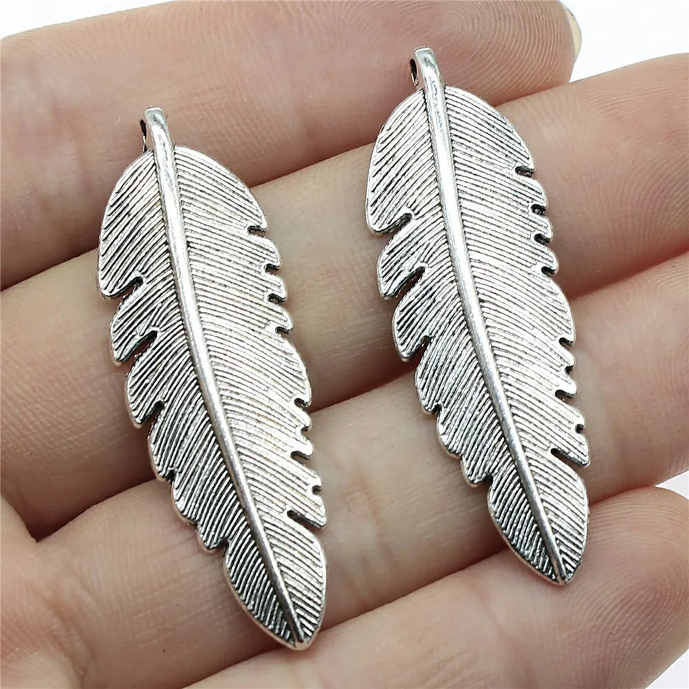 44x14mm 2.8g Multicolor Zinc Alloy Feather Charm Pendant for DIY Necklace Bracelet Jewelry Making