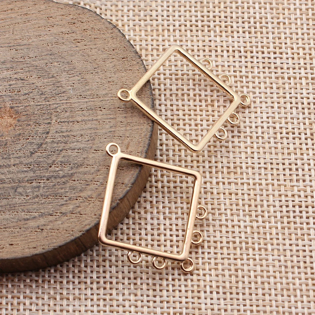 32x27mm 1.1g Multicolor Zinc Alloy Hollow Diamond Earring Connector Charms for DIY Earring Jewelry Making