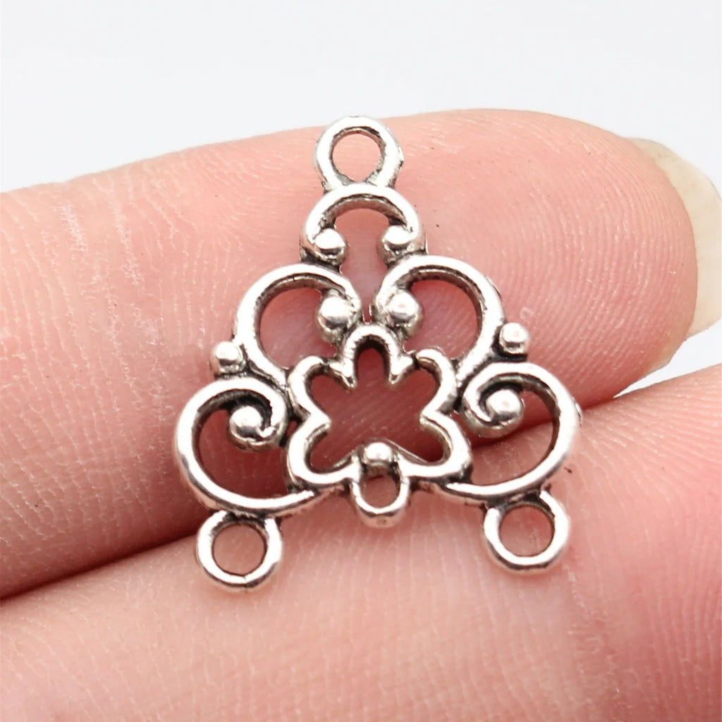 22x19mm 1.3g Antique Silver Zinc Alloy Hollow Earring Connector Charm for DIY Earring Jewelry Making