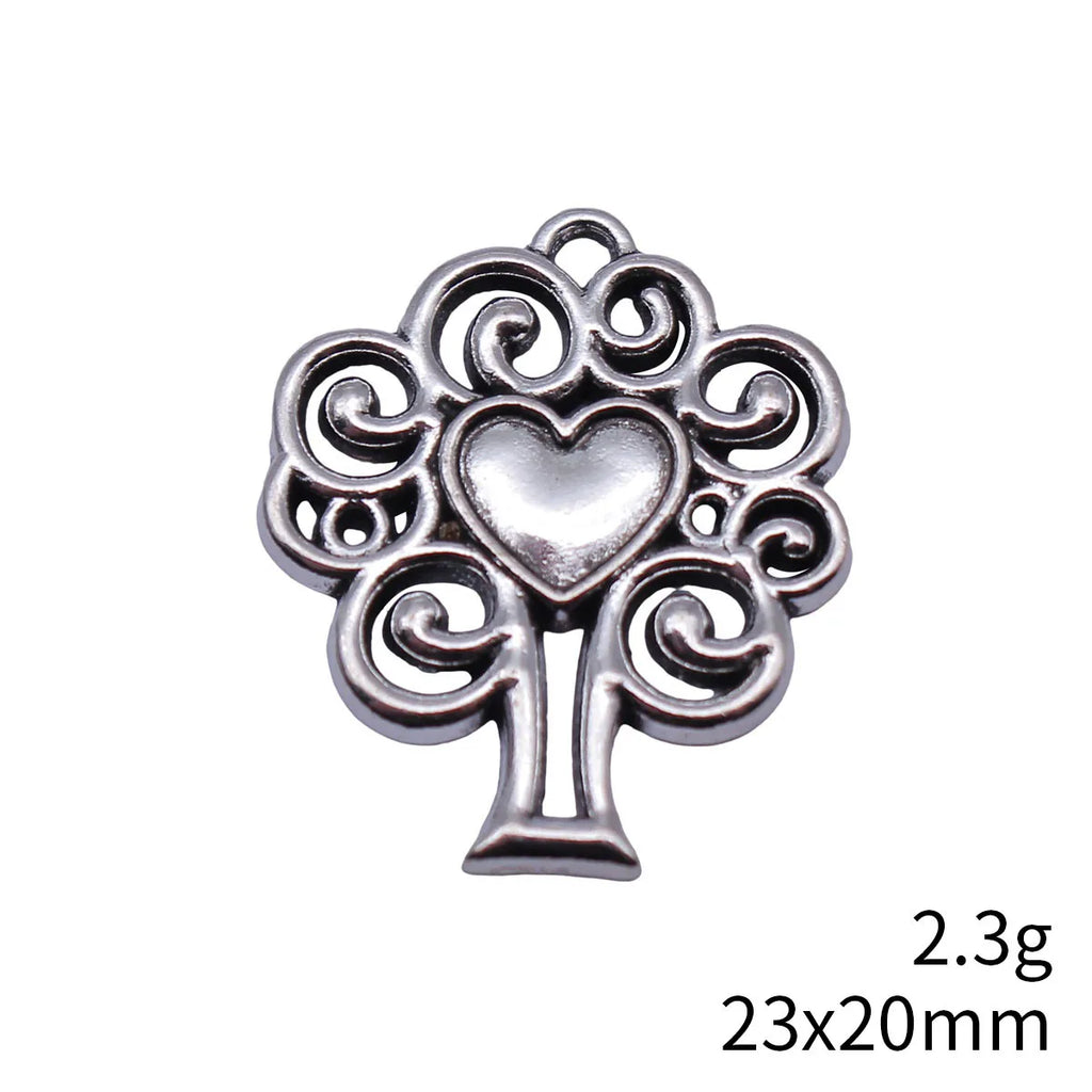 23x20mm 2.3g Multicolor Zinc Alloy Hollow Heart Tree Charm Pendant for Bracelet Necklace Making