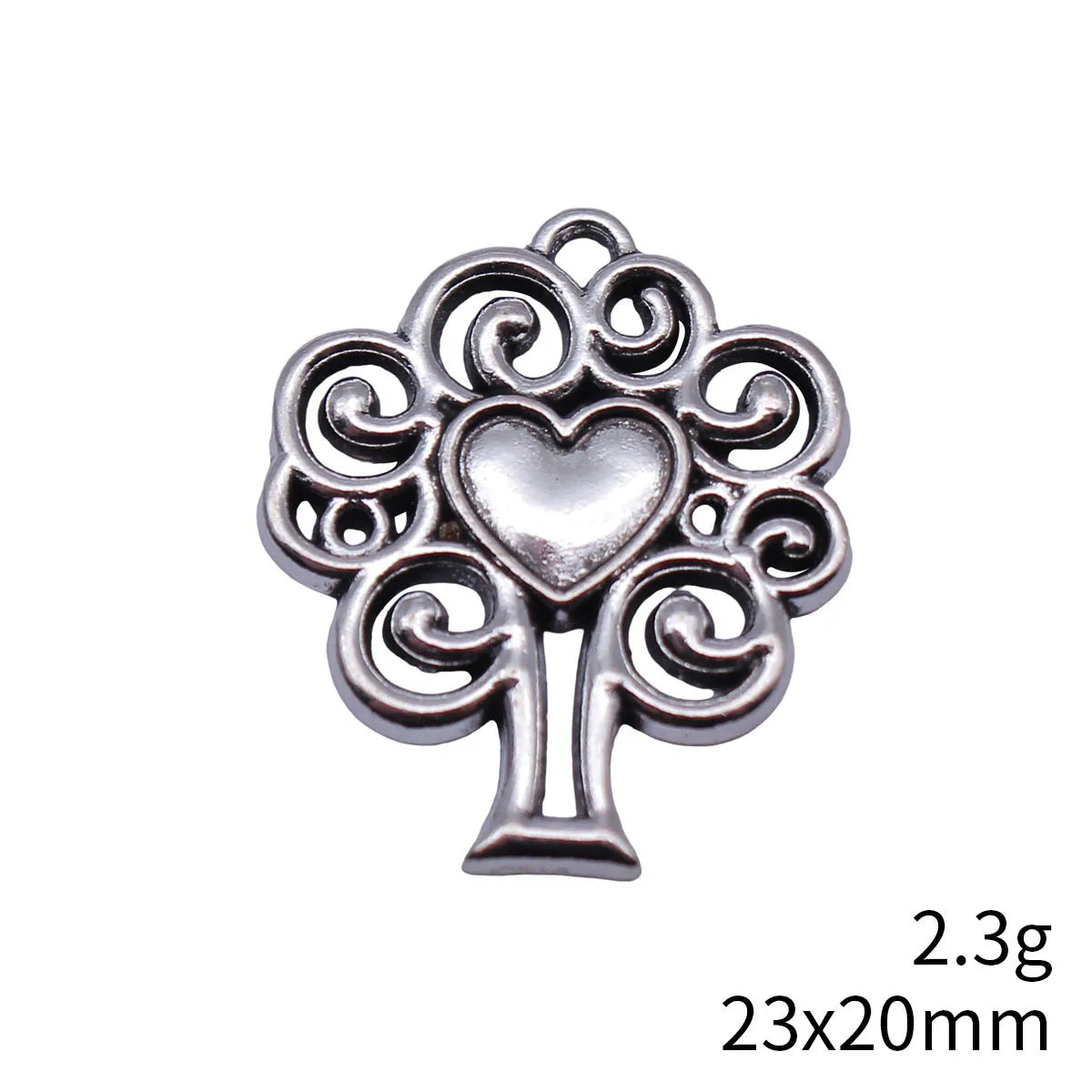 23x20mm 2.3g Multicolor Zinc Alloy Hollow Heart Tree Charm Pendant for Bracelet Necklace Making