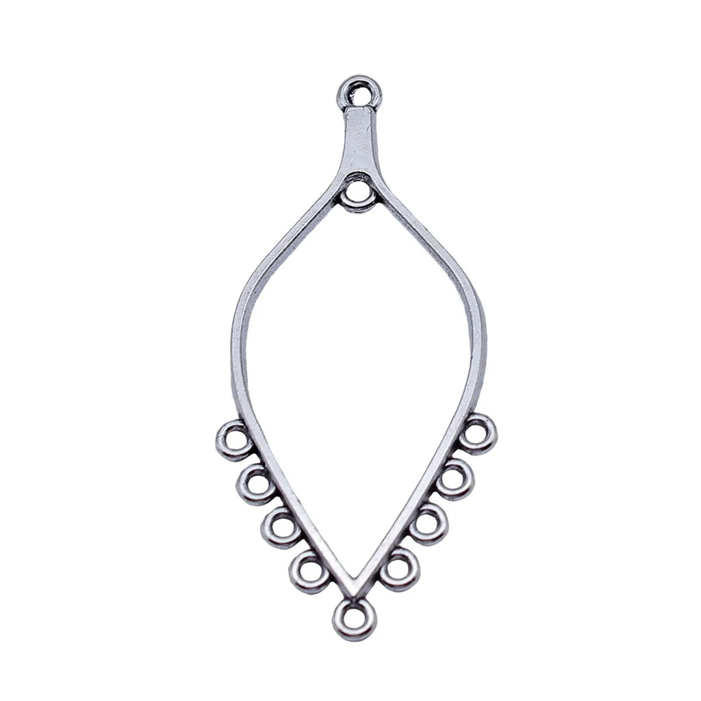 54x24mm 1.9g Antique Silver Zinc Alloy Teardrop Earring Connector Charm for Dangle Earrings Making