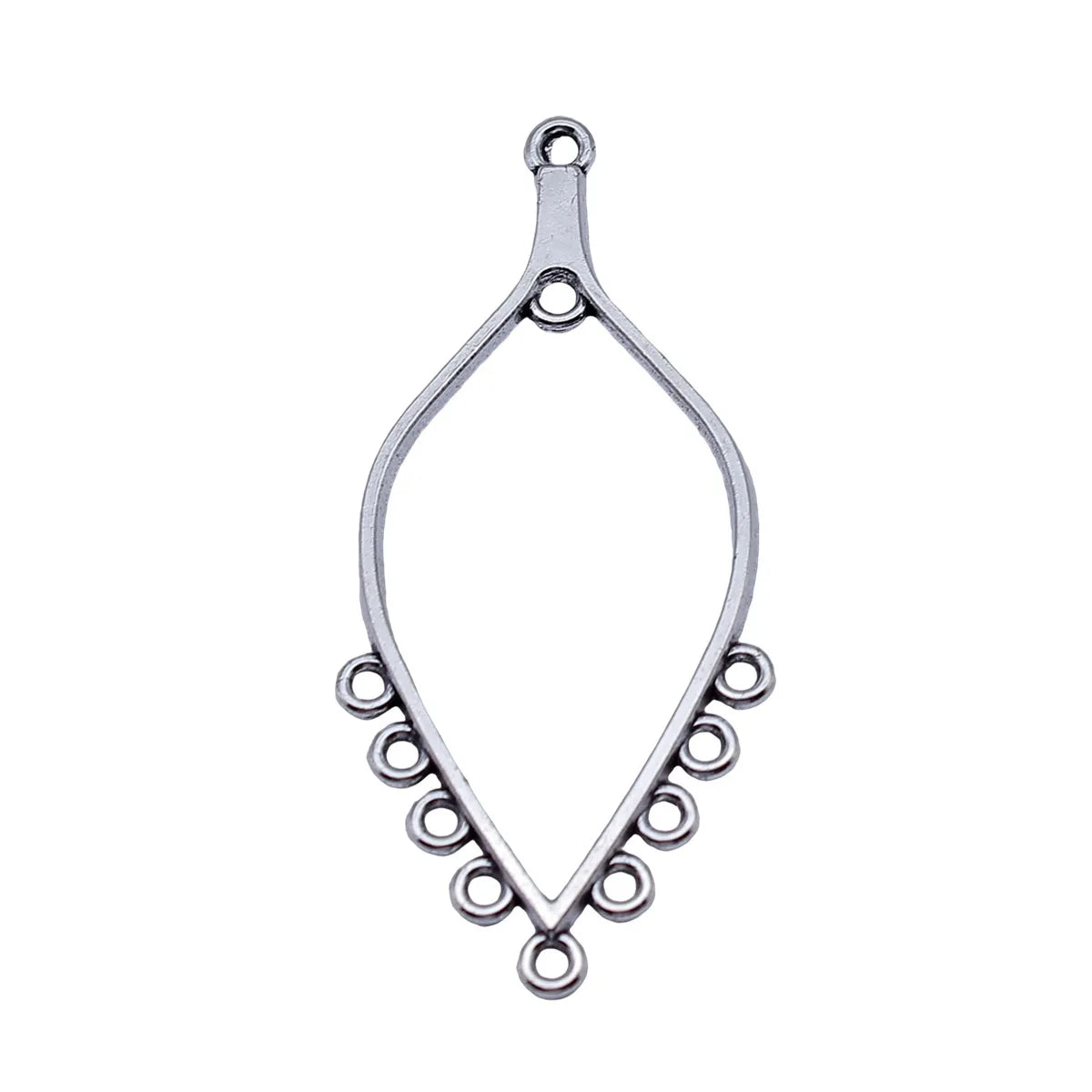54x24mm 1.9g Antique Silver Zinc Alloy Teardrop Earring Connector Charm for Dangle Earrings Making