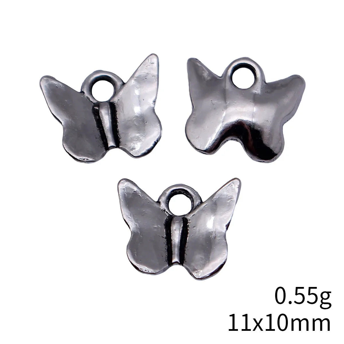 11x10mm 0.55g Blackened White K Zinc Alloy Butterfly Charm Pendant for Necklace Bracelet Jewelry Making