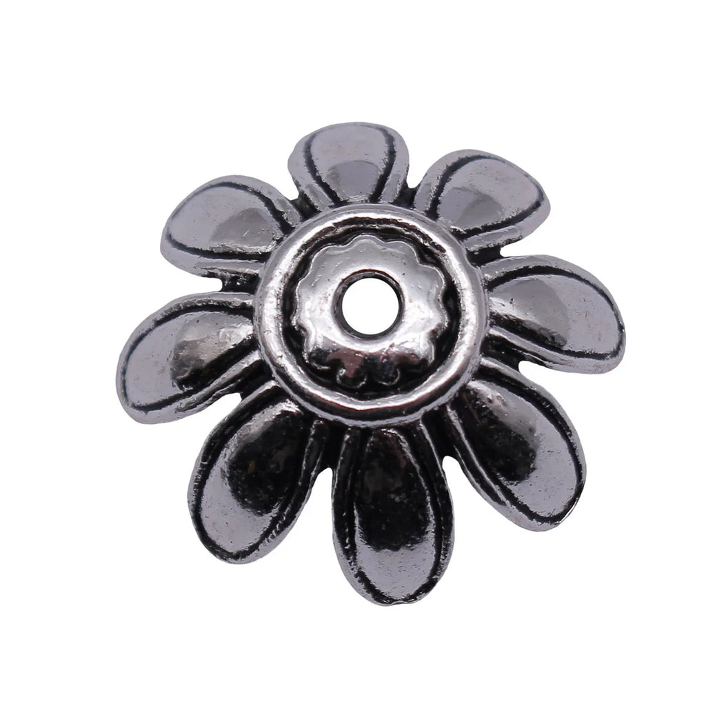 25x25x9.3mm 3.1g Antique Silver Zinc Alloy Flower Bead Caps Jewelry Findings for DIY Beadwork