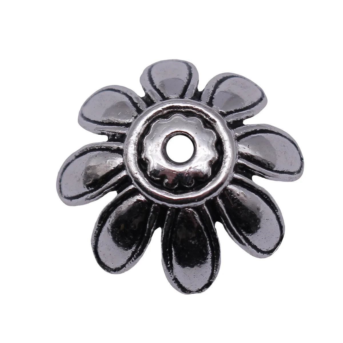 25x25x9.3mm 3.1g Antique Silver Zinc Alloy Flower Bead Caps Jewelry Findings for DIY Beadwork