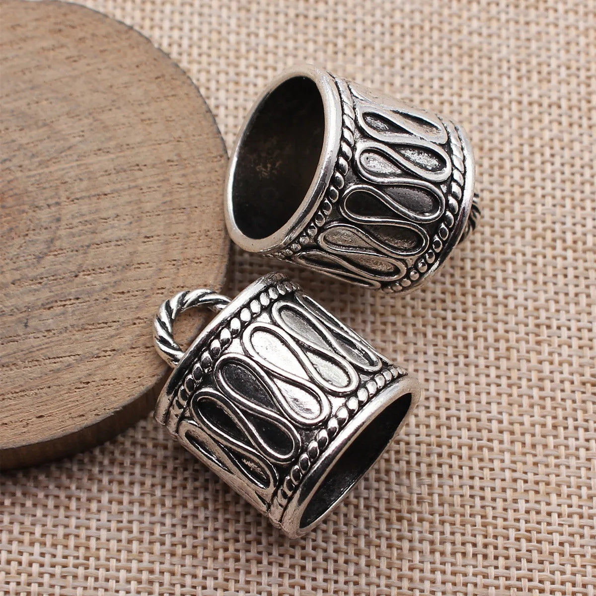 31x24x24mm 18.5g Antique Silver Zinc Alloy Rope End Caps Cord End Findings for DIY Jewelry Making