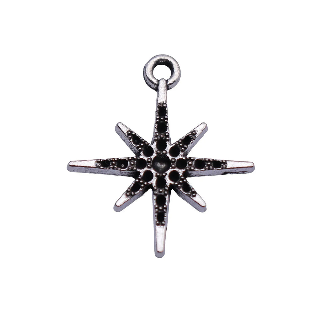 21x18mm 0.71g Antique Silver Zinc Alloy Radiating Starburst Charm Pendant for Necklace Making