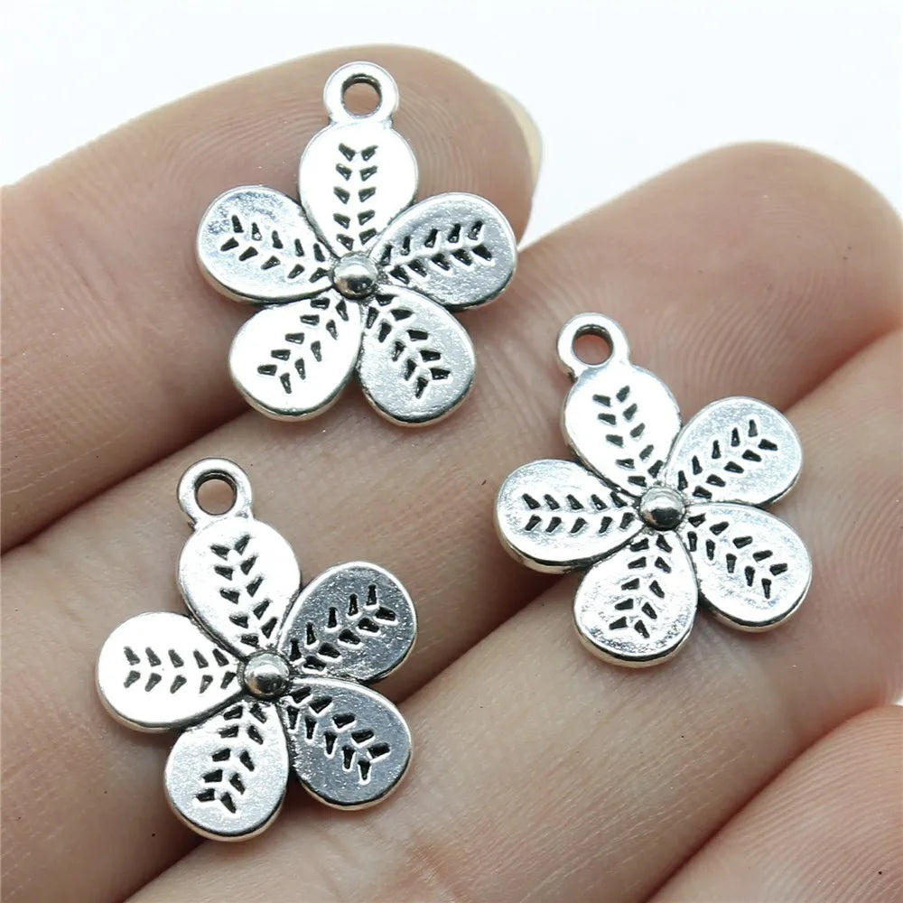 19x16mm 1.6g Multicolor Zinc Alloy Double Sided Flower Charm Pendant for DIY Bracelet Necklace Making
