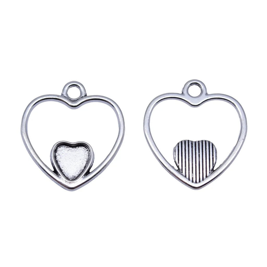 20x18mm 0.92g Antique Silver Zinc Alloy Heart Charm Pendant for DIY Bracelet Necklace Making