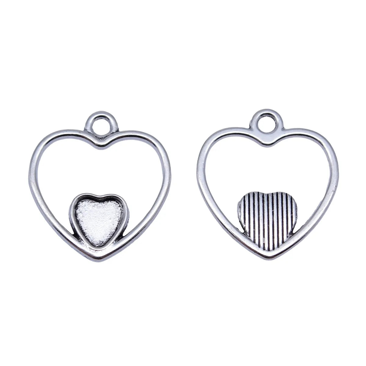 20x18mm 0.92g Antique Silver Zinc Alloy Heart Charm Pendant for DIY Bracelet Necklace Making