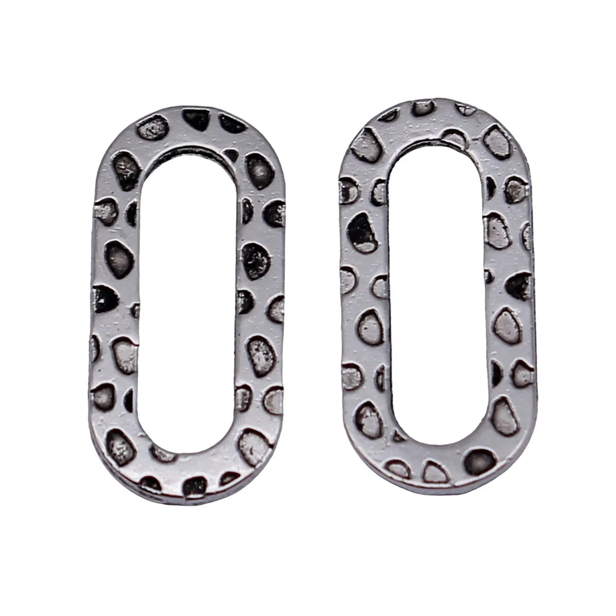 18x8.2mm 0.44g Antique Silver Zinc Alloy Irregular Textured Oval Ring Connector Charm for DIY Jewelry
