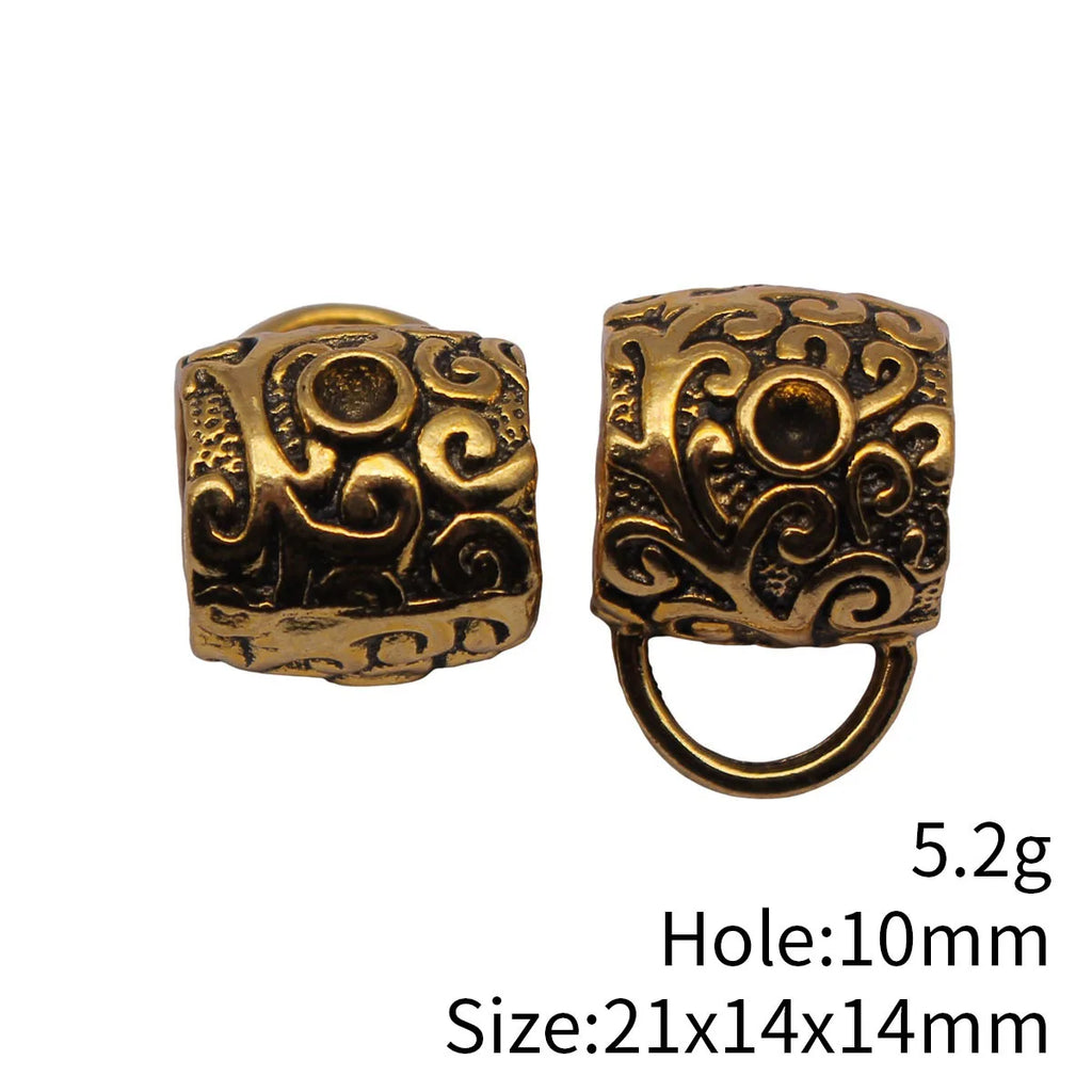 21x14x14mm 5.2g Antique Gold Zinc Alloy Vine Pattern Three-Hole Bail Connector for DIY Jewelry