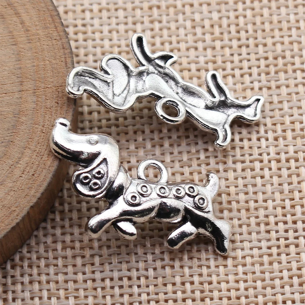 29x17mm 2g Antique Silver Zinc Alloy Cute Dog Charm Pendant for DIY Necklace Bracelet Making