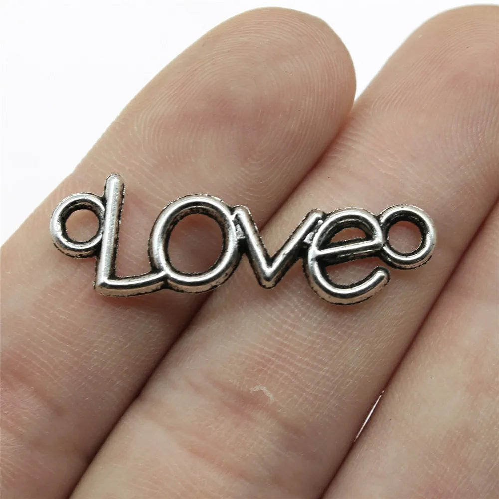 35x11mm 1.4g Antique Silver Zinc Alloy Love Connector Charm for DIY Bracelet Necklace Jewelry Making