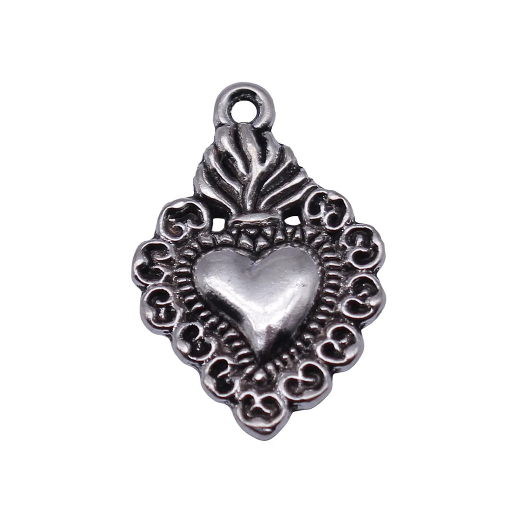 21x14mm 1.3g Antique Silver Zinc Alloy Gothic Heart Charm Pendant for DIY Necklace Bracelet Jewelry