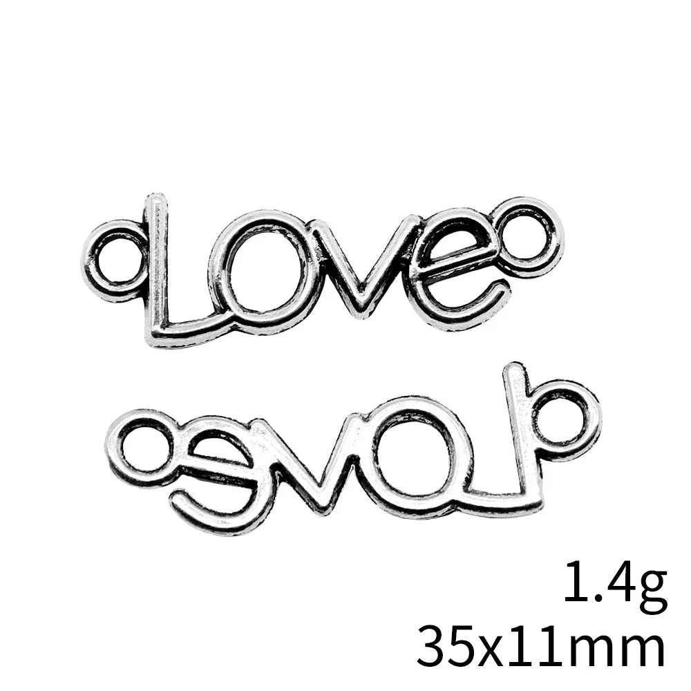 35x11mm 1.4g Antique Silver Zinc Alloy Love Connector Charm for DIY Bracelet Necklace Jewelry Making