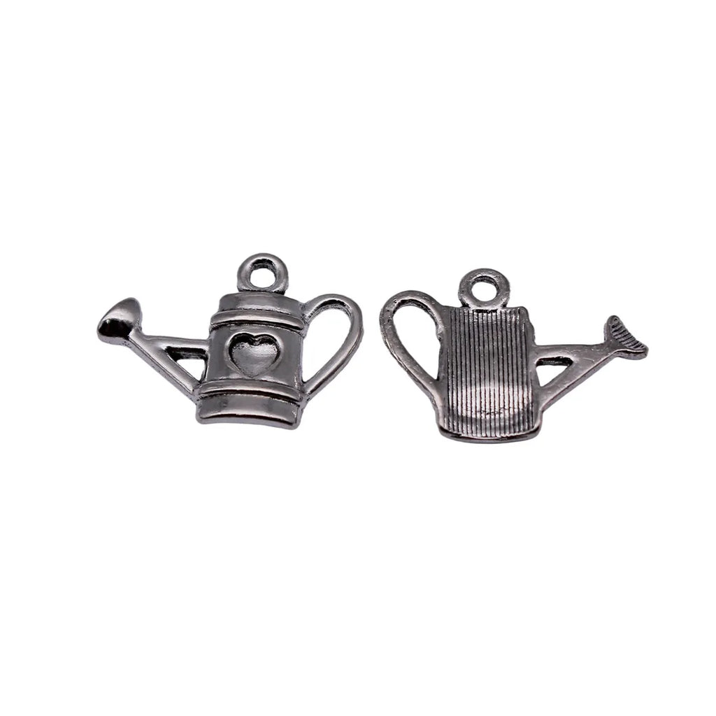 20x15mm 1.1g Antique Silver Zinc Alloy Heart Watering Can Charm Pendant for DIY Necklace Bracelet Making