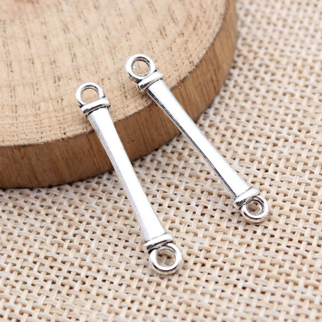 31x4.8mm 0.7g Antique Silver Zinc Alloy Long Bar Connector Charm for DIY Bracelet Necklace Jewelry Making