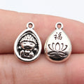 18x12mm 2.9g Antique Silver Zinc Alloy Buddha Lotus Fu Character Charm Pendant for DIY Jewelry Making