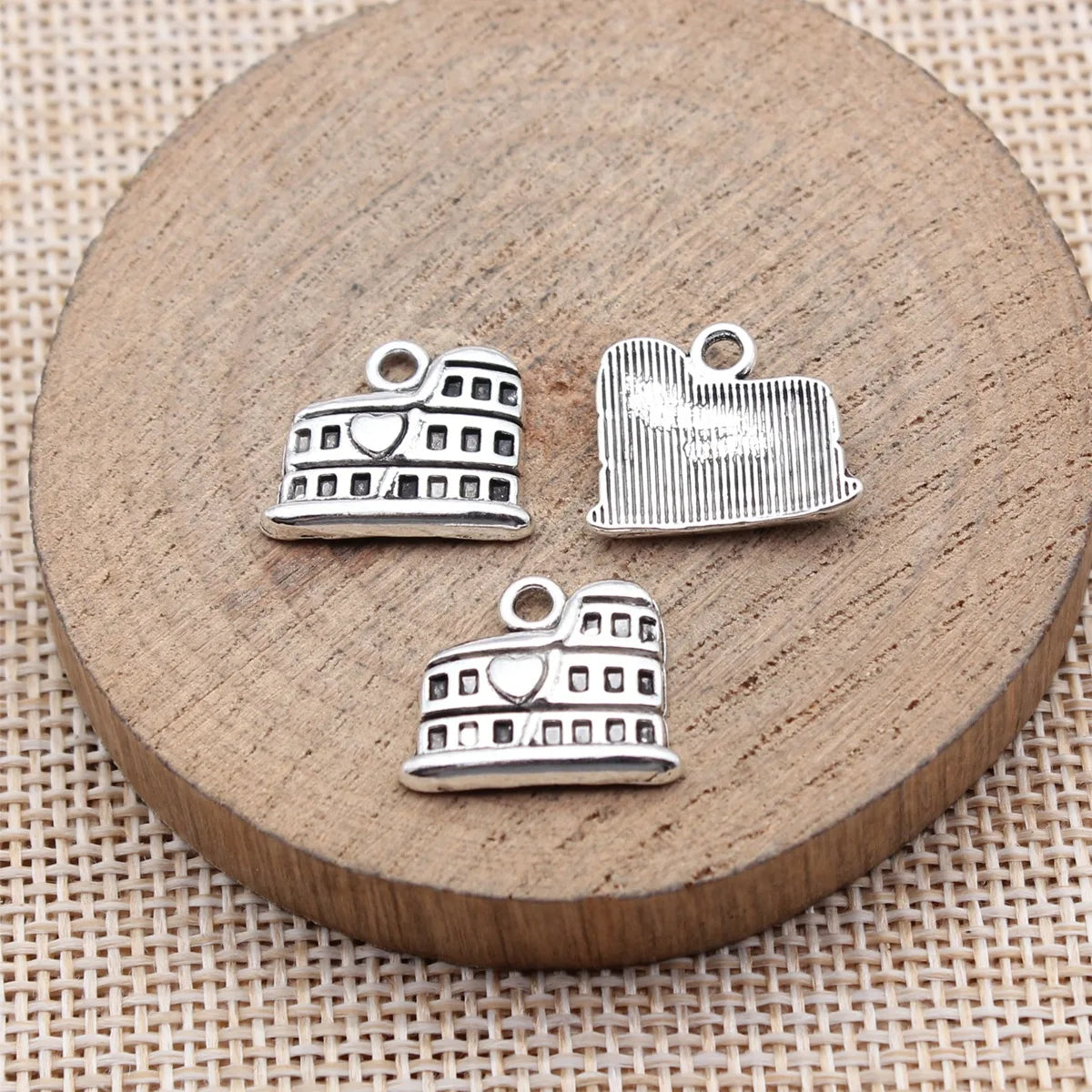 16x13mm 1.3g Antique Silver Zinc Alloy Roman Colosseum Charm Pendant for Travel Necklace Making