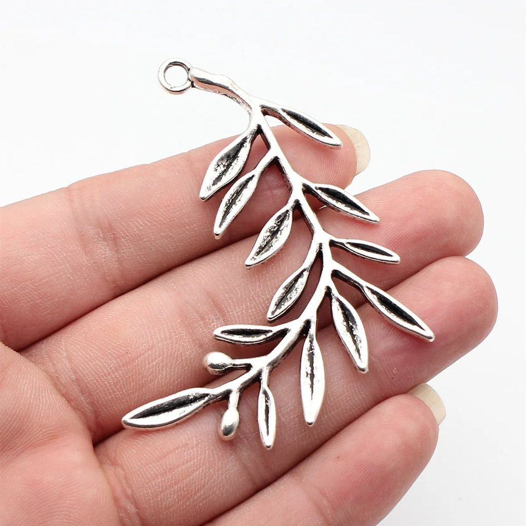 71x56mm 14.3g Antique Silver Zinc Alloy Olive Branch Charm Pendant for DIY Necklace Jewelry Making