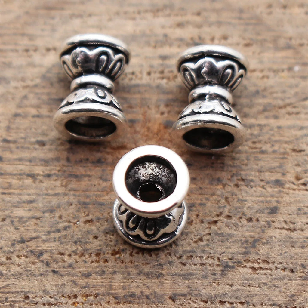 6.6x5.5x5.5mm 0.33g Antique Silver Zinc Alloy Double Sided Flower Bead Cap Spacer Beads for DIY Jewelry Making