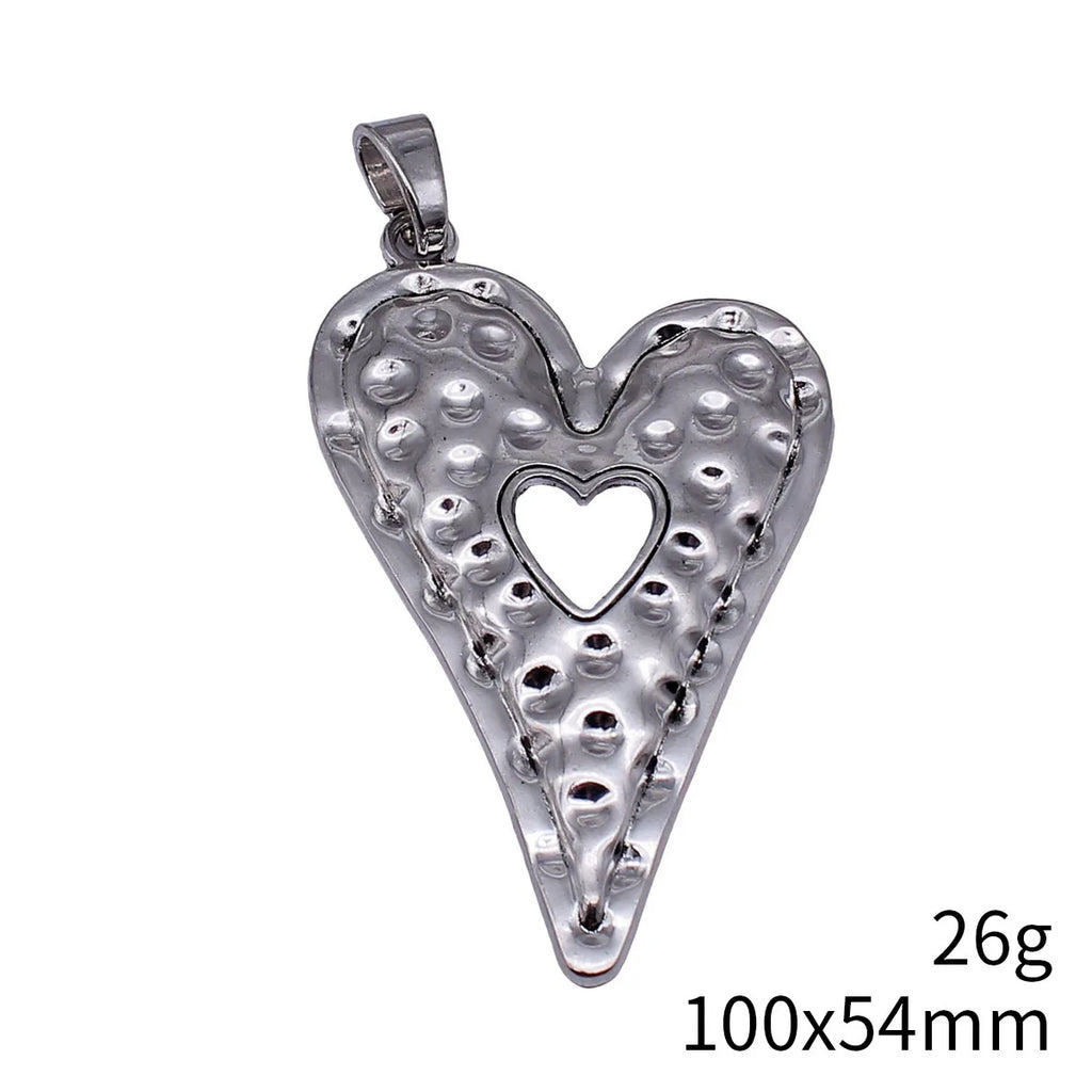100x54mm 26g Multicolor Zinc Alloy Oversized Hammered Hollow Heart Charm Pendant for DIY Jewelry Making