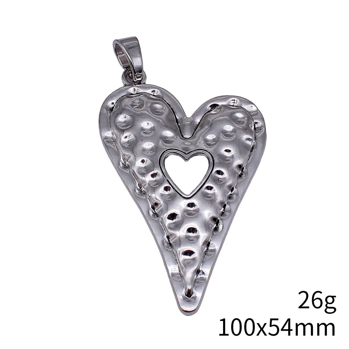 100x54mm 26g Multicolor Zinc Alloy Oversized Hammered Hollow Heart Charm Pendant for DIY Jewelry Making