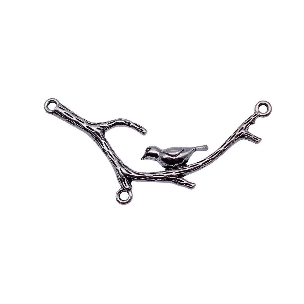 65x24mm 6.3g Antique Silver Zinc Alloy Tree Branch Bird Connector Charm for DIY Necklace Jewelry