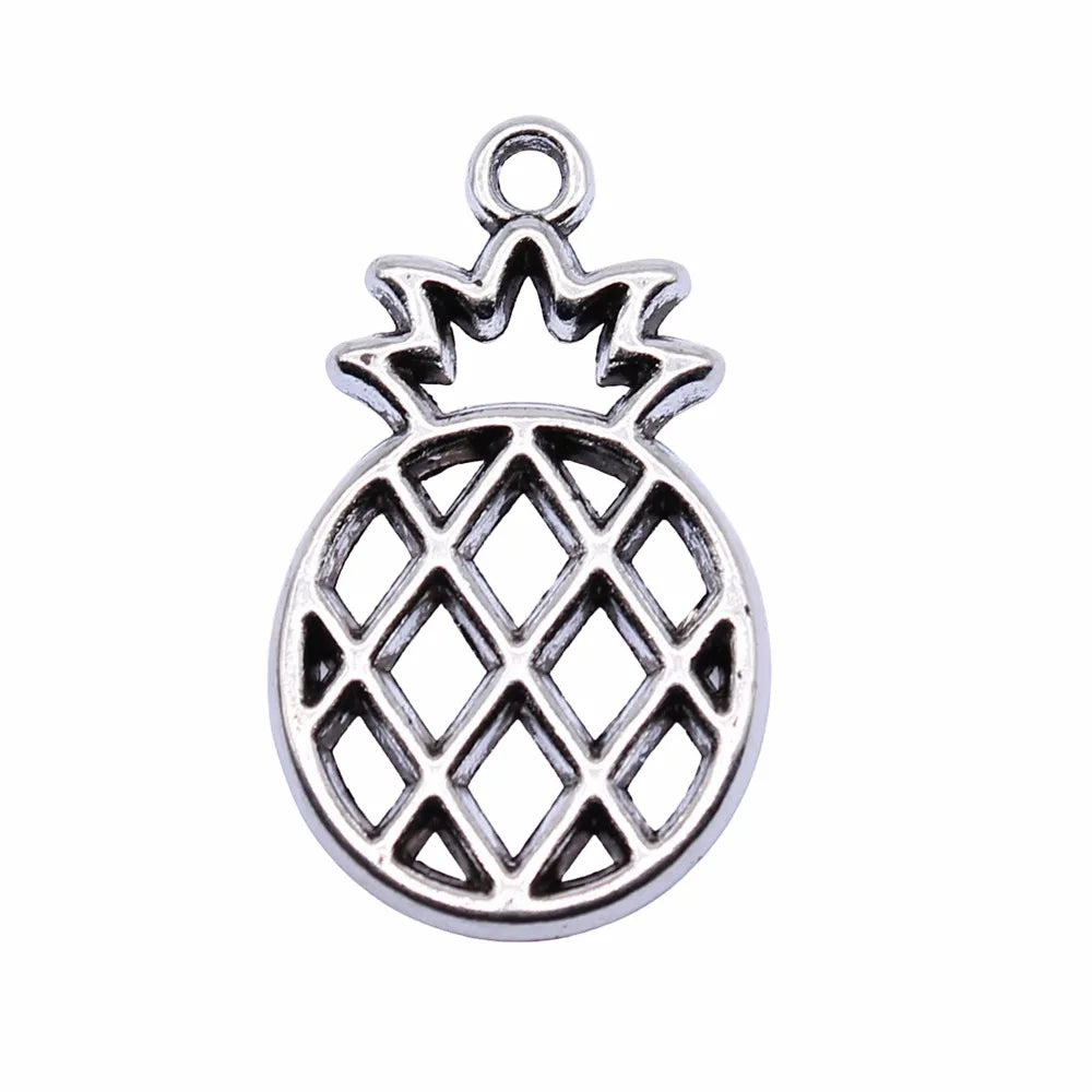 28x17mm 2.3g Antique Silver Zinc Alloy Pineapple Frame Charm Pendant for DIY Necklace Jewelry Making