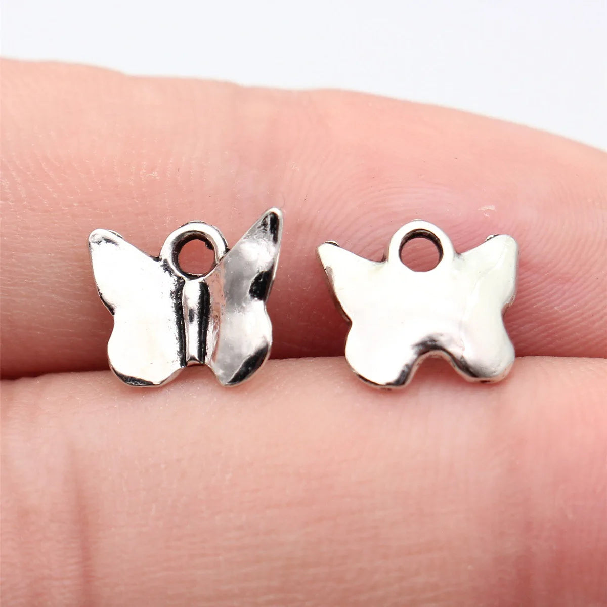 11x10mm 0.55g Blackened White K Zinc Alloy Butterfly Charm Pendant for Necklace Bracelet Jewelry Making