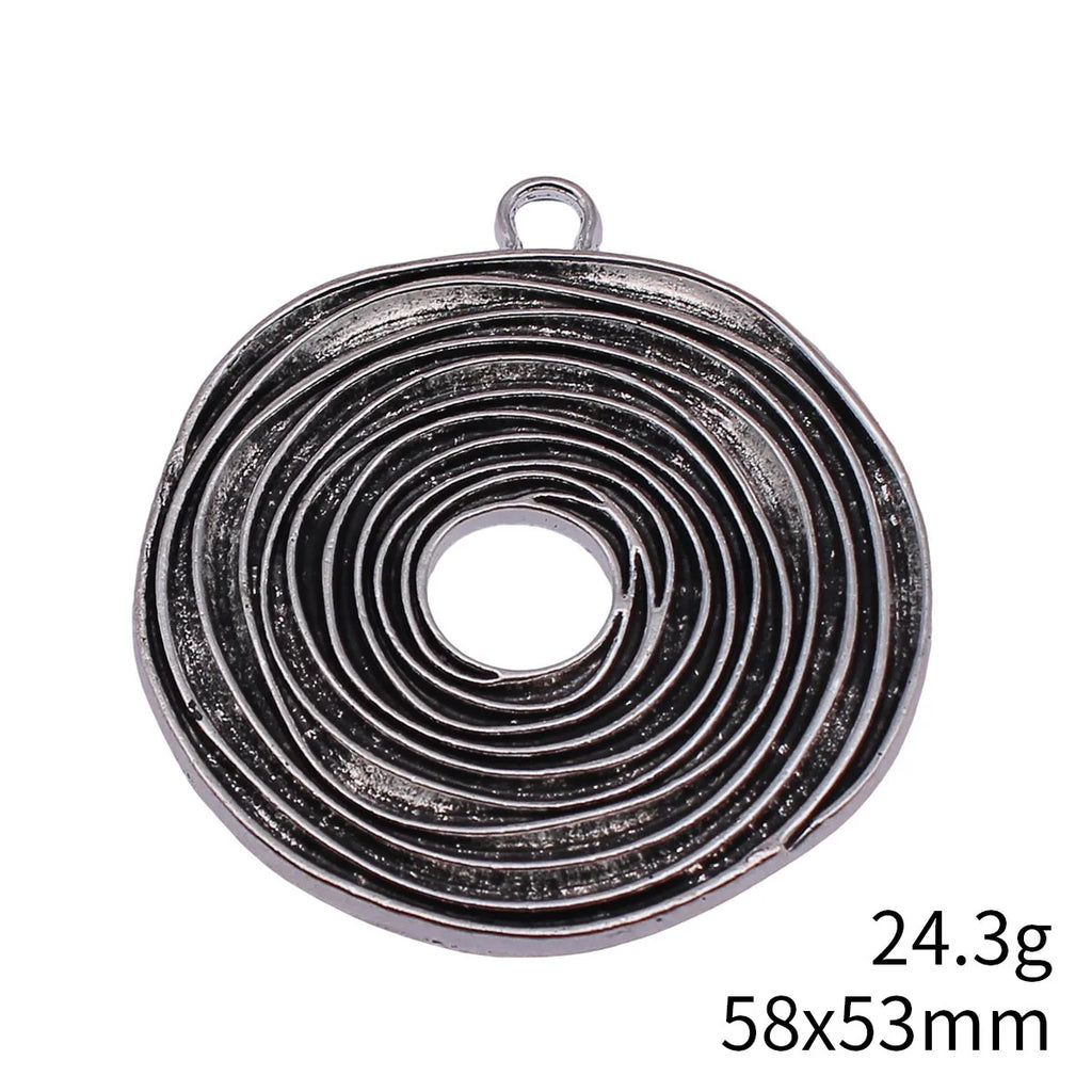58x53mm 24.3g Multicolor Zinc Alloy Irregular Geometric Round Pattern Charm Pendant for DIY Jewelry