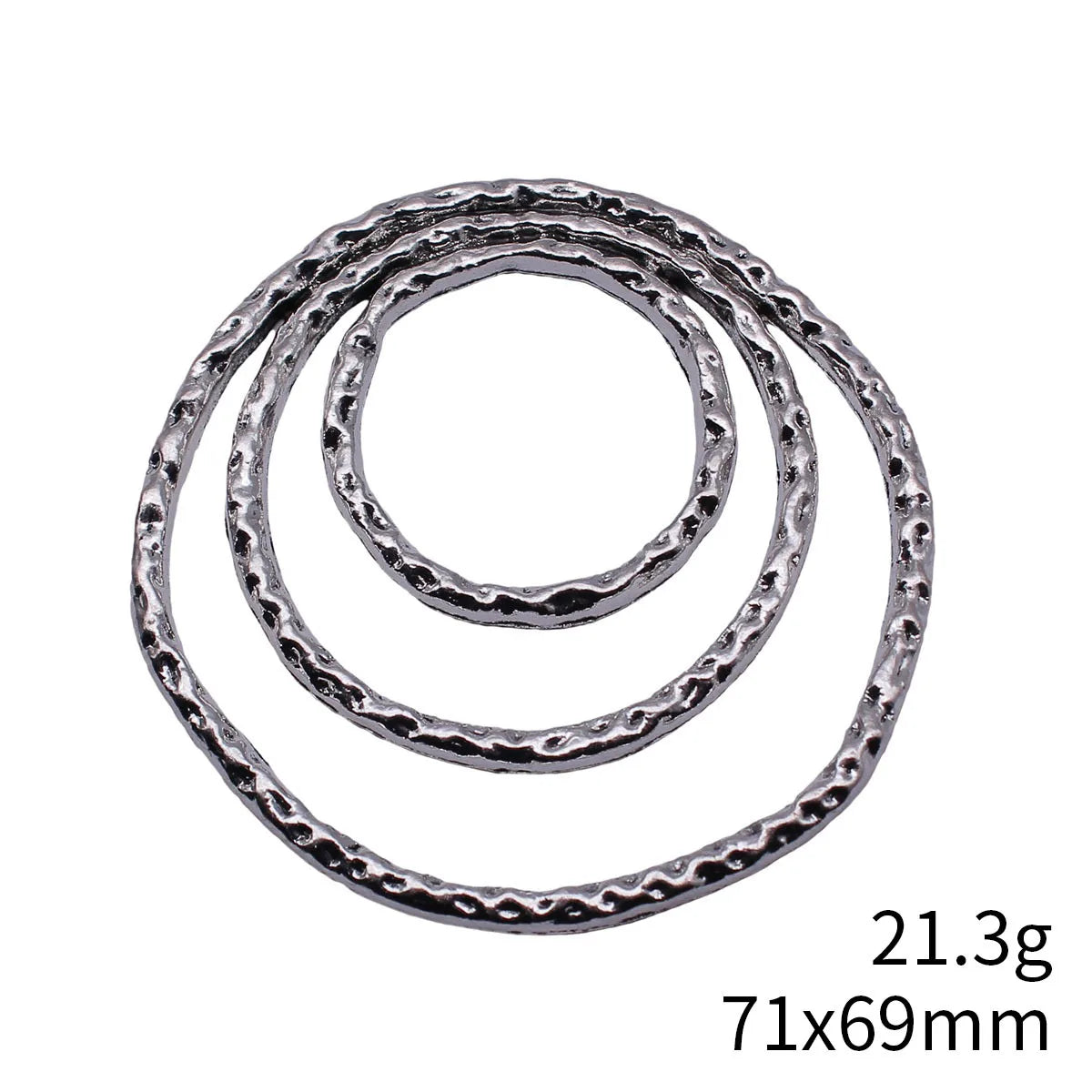 71x69mm 21.3g Antique Silver Zinc Alloy Triple Hammered Round Ring Pendant for DIY Jewelry Making