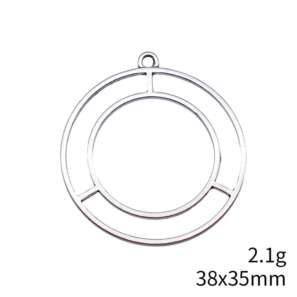 38x35mm 2.1g Multicolor Zinc Alloy Geometric Double Round Ring Charm Pendant for DIY Earrings Necklace