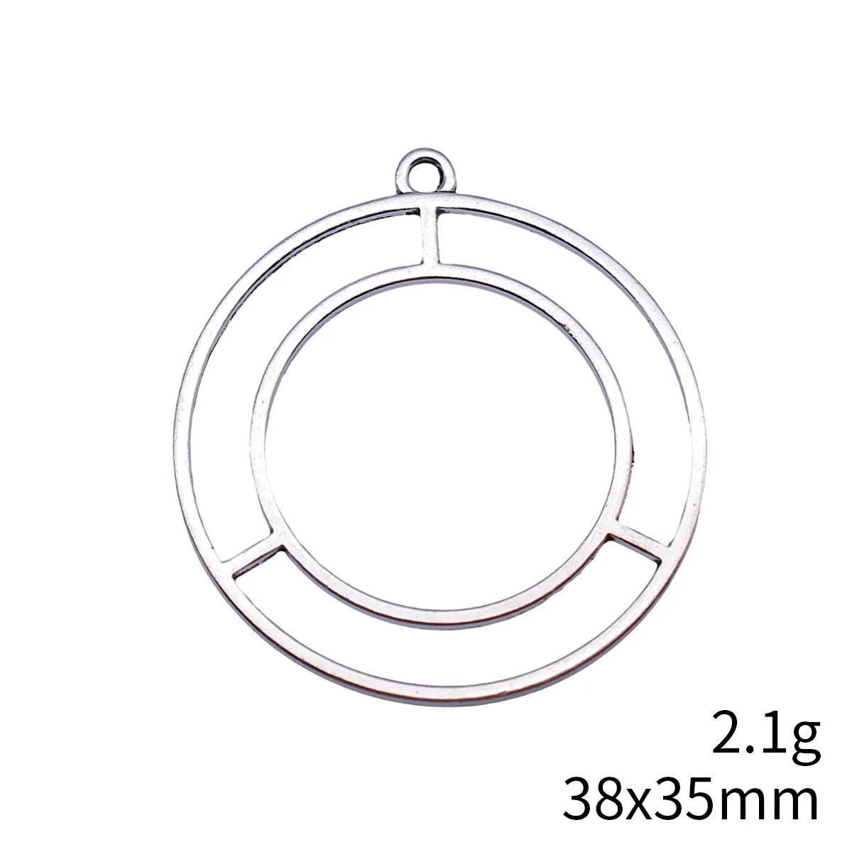 38x35mm 2.1g Multicolor Zinc Alloy Geometric Double Round Ring Charm Pendant for DIY Earrings Necklace