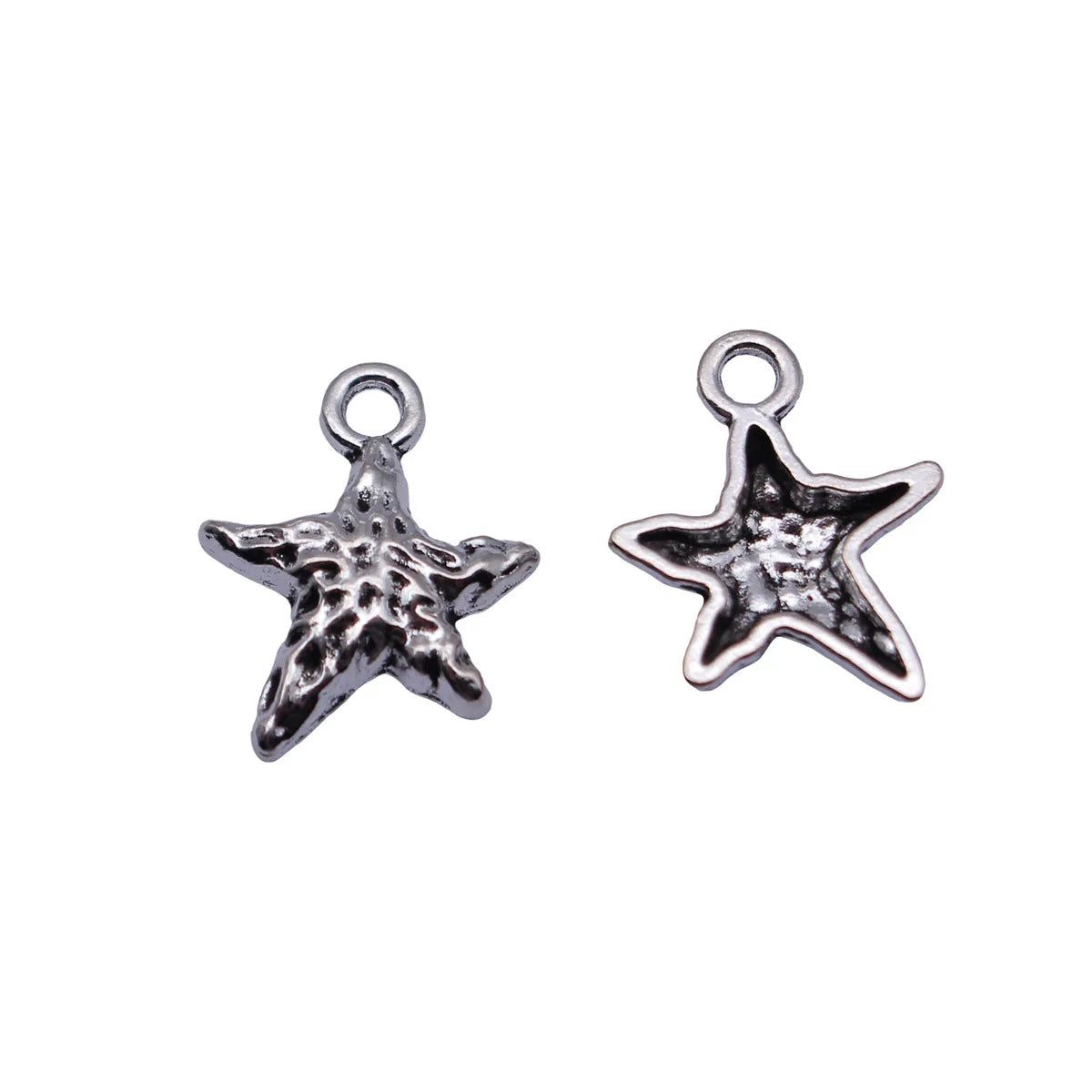 15x13mm 0.7g Antique Silver Zinc Alloy Hammered Starfish Charm Pendant for Necklace Jewelry Making
