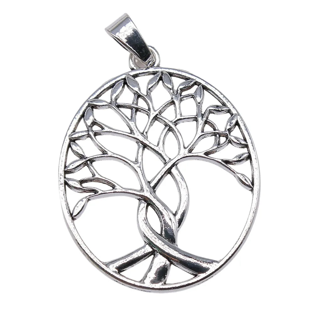 68x53mm 19g Antique Silver Zinc Alloy Round Tree of Life Charm Pendant for DIY Necklace Jewelry Making