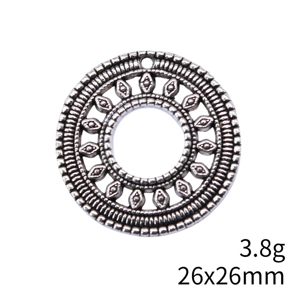 26x26mm 3.8g Multicolor Zinc Alloy Round Ring Charm Pendant for DIY Necklace Bracelet Jewelry Making