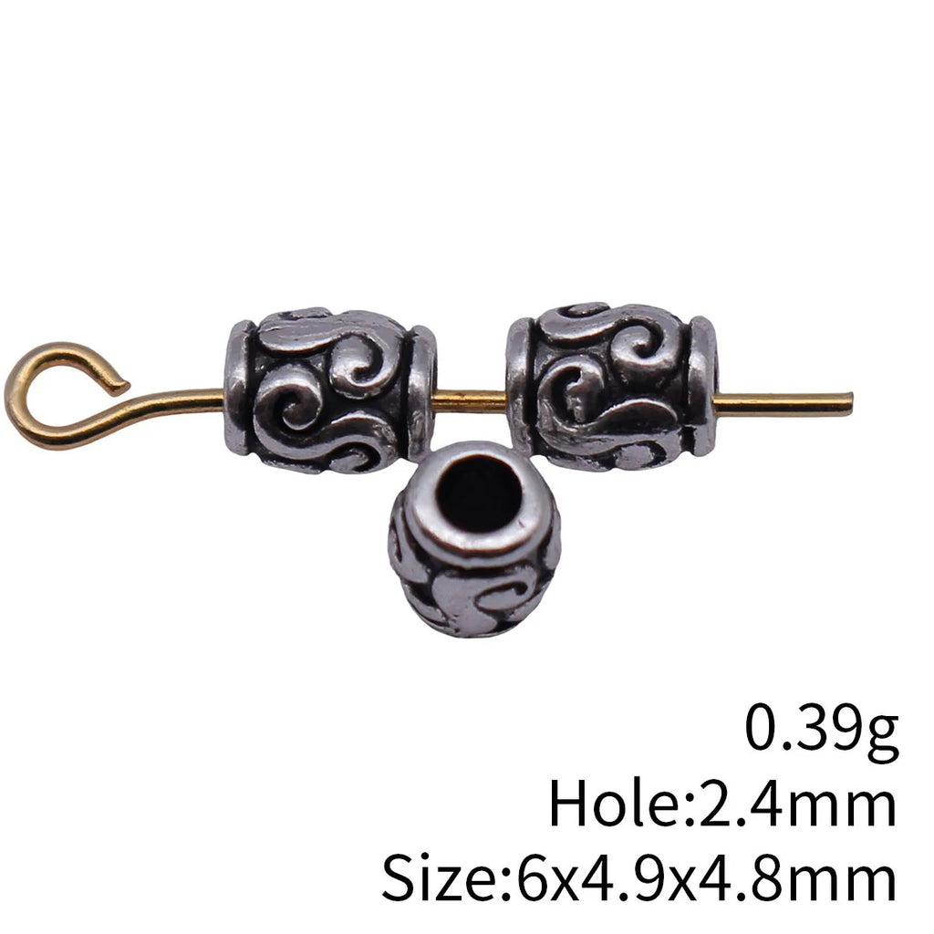 6x4.9x4.8mm 0.39g Antique Silver Zinc Alloy S Pattern spacer beads for DIY bracelet and dreadlock jewelry